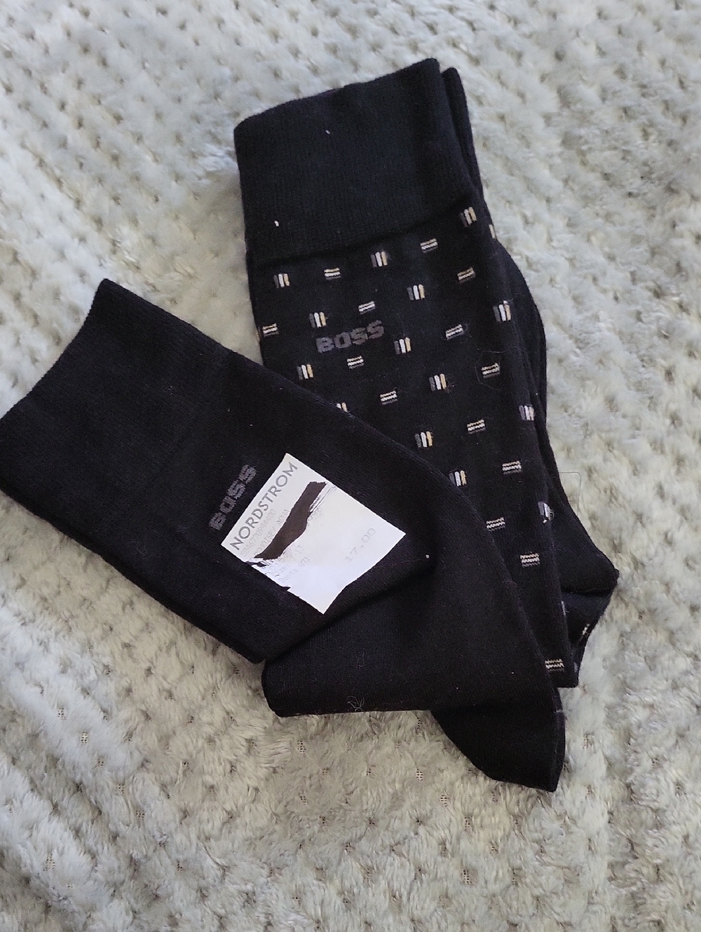 Nwt BOSS‎ 2pk Dress Socks - Black & Black With Print